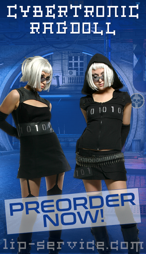 Los Angeles graphic designer Mich Fisher - fashion marketing product launch preview preorder social media graphics and banner ad graphics for Lip Service Cybertronic Ragdoll