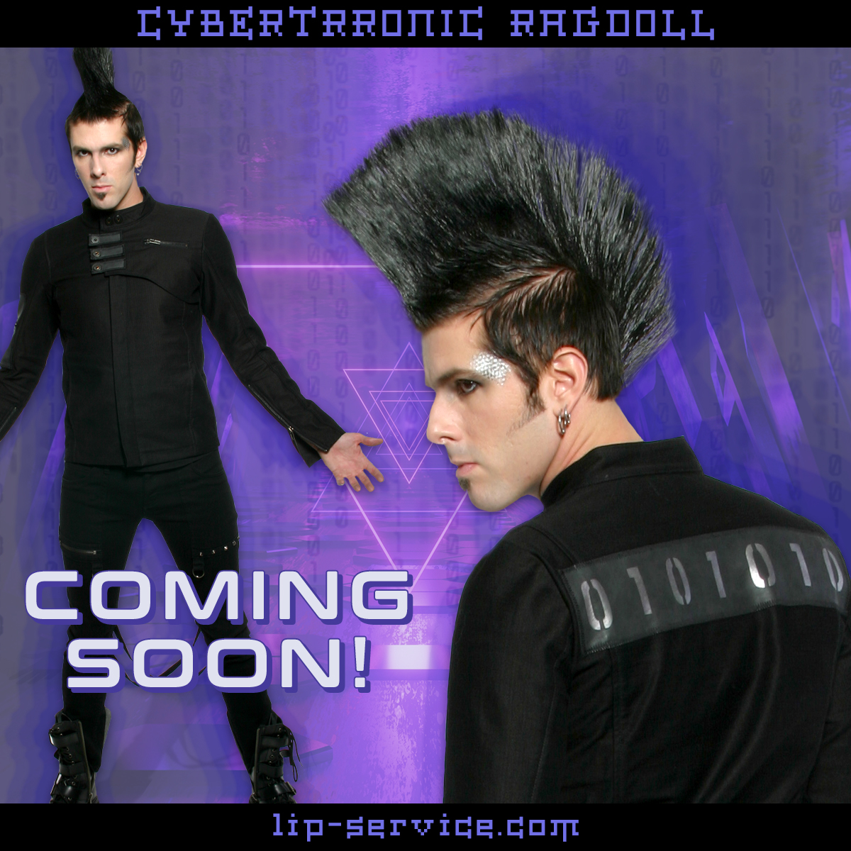 Los Angeles graphic designer Mich Fisher - fashion marketing product launch preview preorder social media graphics, feature graphics, and hero section graphics for Lip Service Cybertronic Ragdoll