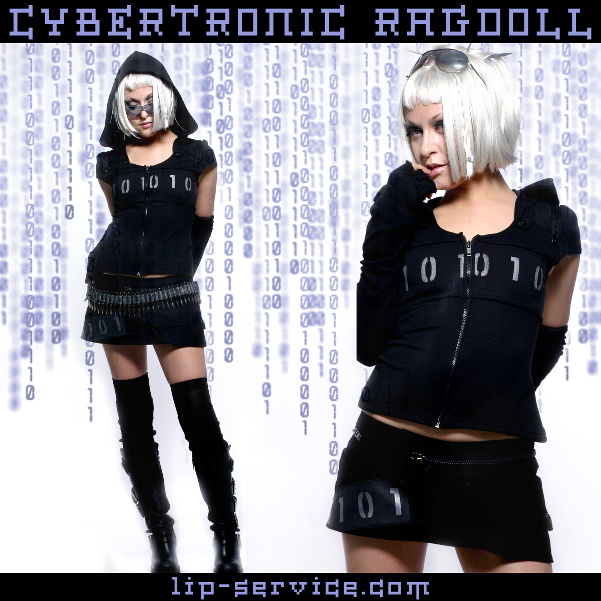 Los Angeles graphic designer Mich Fisher - fashion marketing product launch sneak peek social media graphics, feature graphics, and hero section graphics for Lip Service Cybertronic Ragdoll