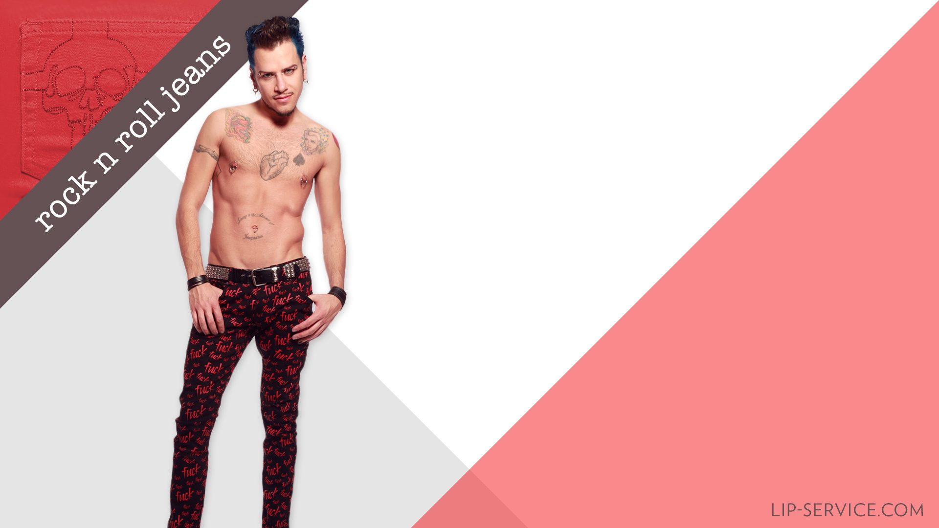 social media content - branded wallpaper graphics design by Los Angeles freelance graphic designer Mich Fisher - Lip Service Rock n Roll Jeans