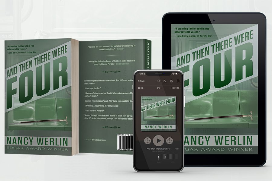 Suspense/ thriller book series branding by Artful Cover - thriller titles by Nancy Werlin - examples of suspense / thriller book cover design, audiobook cover design, and paperback cover design