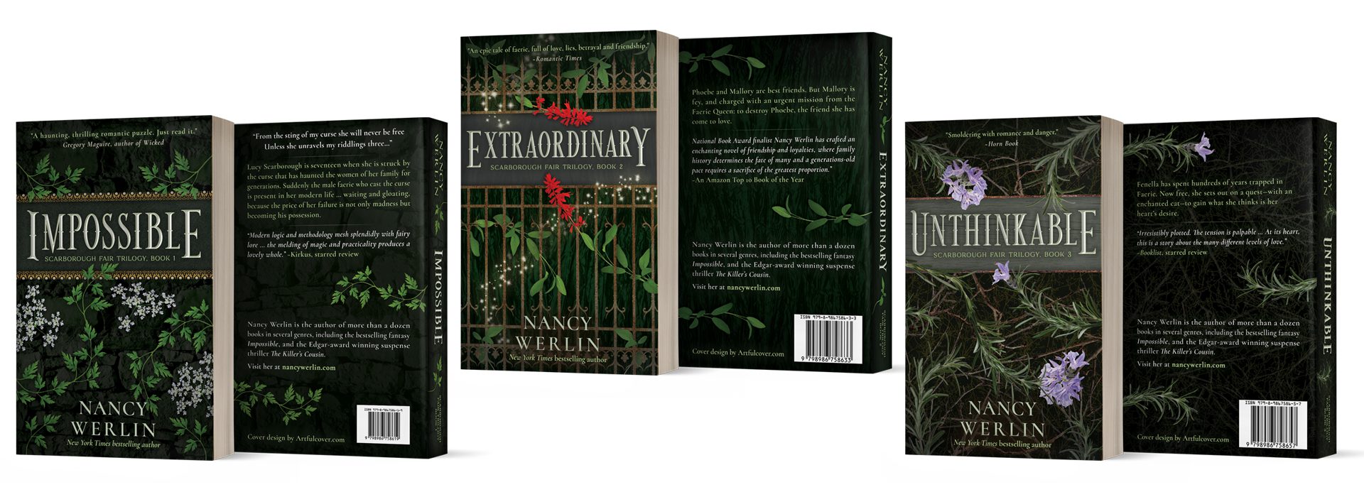 fantasy book cover design and series branding design by Los Angeles freelance graphic designer Mich Fisher (Artful Cover) - paperback cover design - Scarborough Fair Trilogy - Impossible by Nancy Werlin