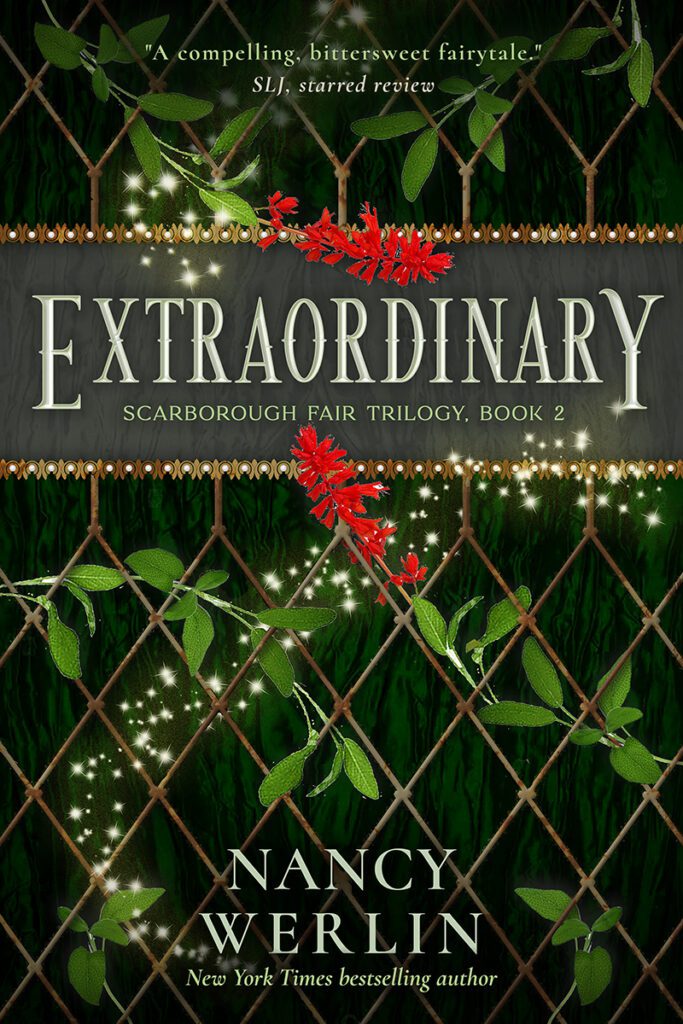 Mich Fisher (Artful Cover) book cover design rough draft of fantasy book cover concept - Scarborough Fair Trilogy by Nancy Werlin