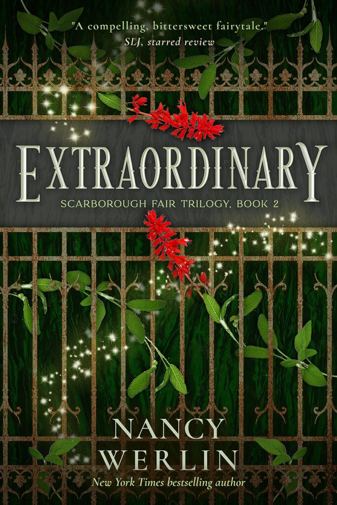 Mich Fisher (Artful Cover) book cover design rough draft of fantasy book cover concept - Scarborough Fair Trilogy by Nancy Werlin