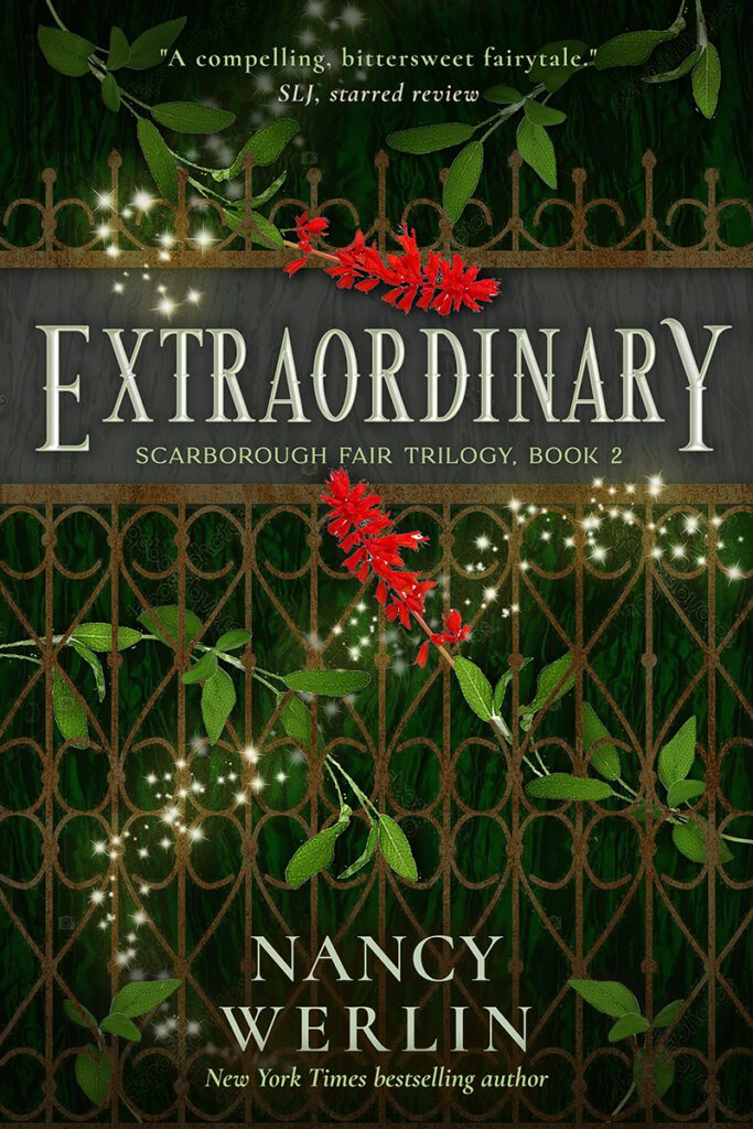 Mich Fisher (Artful Cover) book cover design rough draft of fantasy book cover concept - Scarborough Fair Trilogy by Nancy Werlin