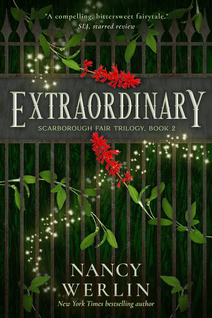 Mich Fisher (Artful Cover) book cover design rough draft of fantasy book cover concept - Scarborough Fair Trilogy by Nancy Werlin