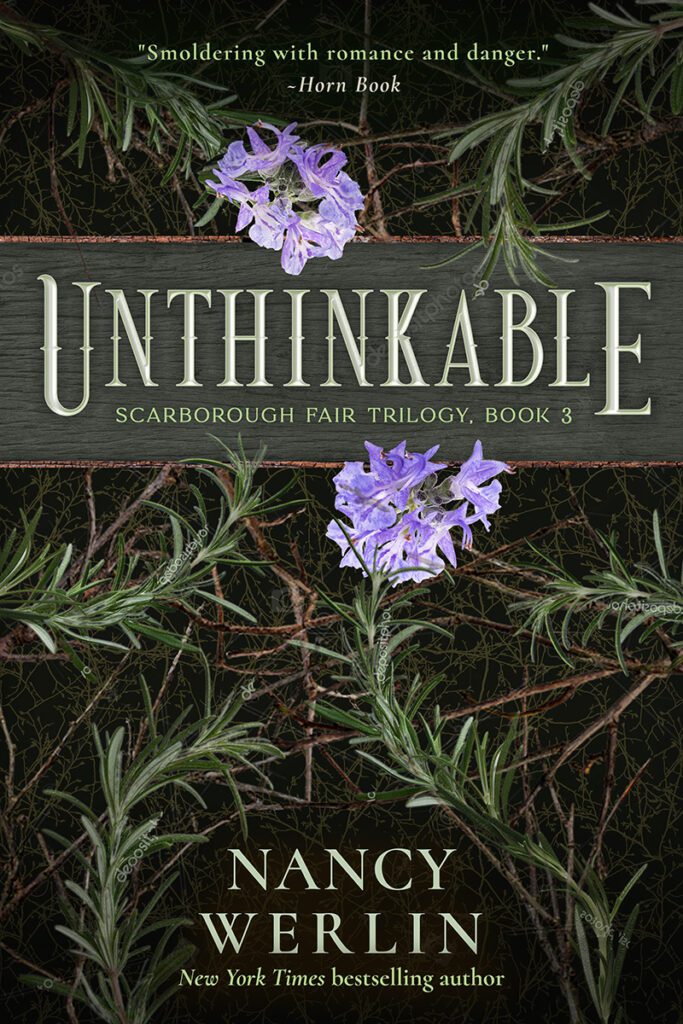 Mich Fisher (Artful Cover) book cover design rough draft of fantasy book cover concept - Scarborough Fair Trilogy by Nancy Werlin