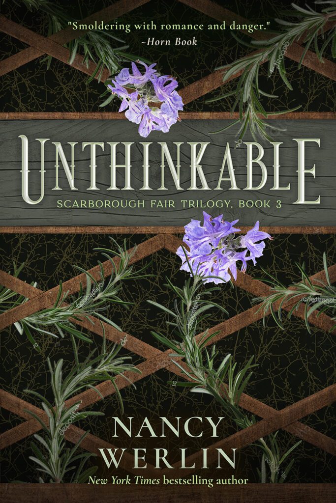 Mich Fisher (Artful Cover) book cover design rough draft of fantasy book cover concept - Scarborough Fair Trilogy by Nancy Werlin